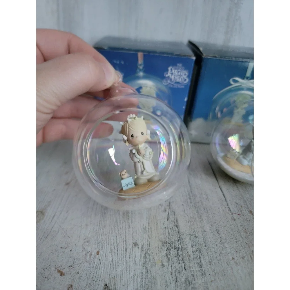 Precious‎ moments vintage glass ball boy girl ornament Xmas set